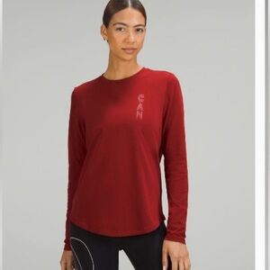 Lululemon team canada long sleeve tee in dark sport red sz10